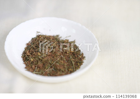 Dried Hypericum Perforatum, St. John's Wort in Bowl. 114139368
