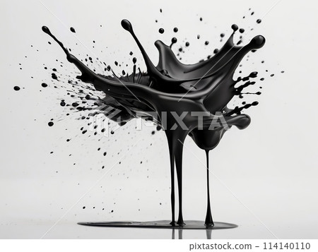 Black paint splashing isolated on white background. Splash of black paint. 114140110