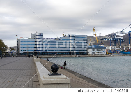 Novorossiysk, Russia 08.18.2023. Port cranes, Black Sea, port, Krasnodar Territory, Novorossiys 114140266