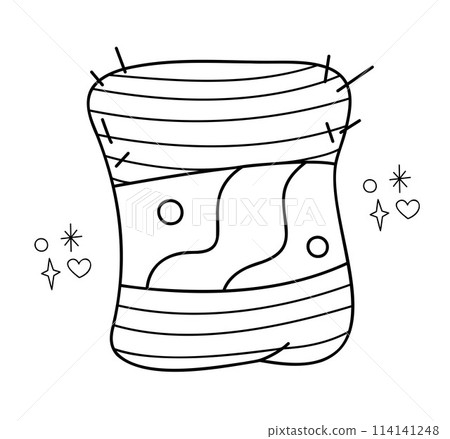 Doodle outline skein. Vector black and white illustration.  114141248