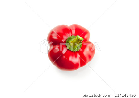 Whole red bell pepper isolated on white background with clipping path. . Whole red bell pepper isolated on white background with clipping path. . 114142450