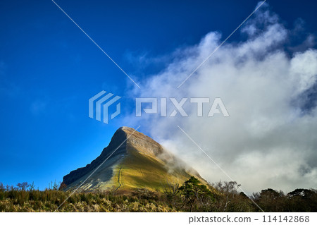 Ireland Benbulben mountain in clouds Ireland Benbulben mountain in clouds 114142868
