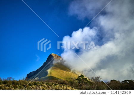 Ireland Benbulben mountain in clouds 114142869