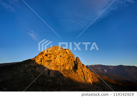 Spain Andalucia spring surrounding lonely tree mountains clouds tunnel 114142929