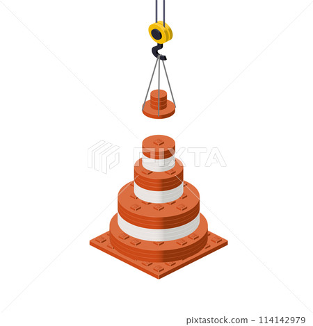 Traffic cone production concept on white background. Vector Traffic cone production concept on white background. Vector 114142979
