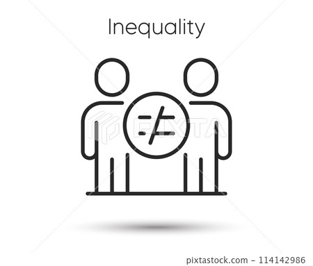 Discrimination line icon. Equality balance sign. Gender inequality symbol. Illustration for web and mobile app. Line style equal ethics icon. Editable stroke gender discrimination. Vector 114142986