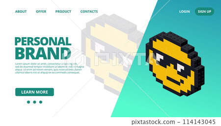 Web template with a cool smiley. Vector 114143045