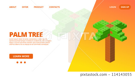 Web template with a palm tree. Vector 114143055