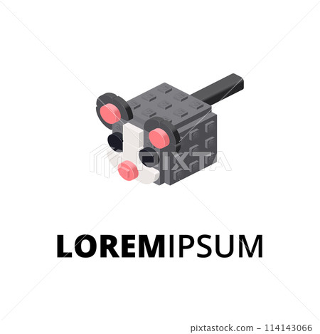 Logo with shamomile for print and design. Vector clipart. 114143066