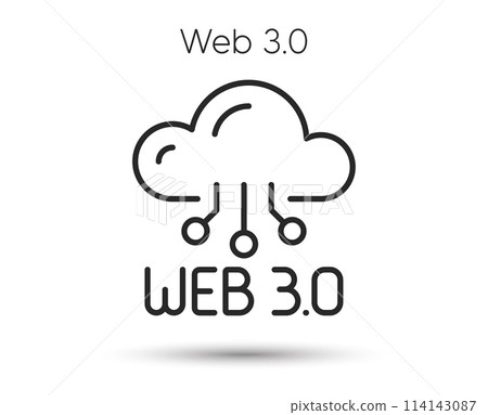 Web 3.0 line icon. Web3 internet technology sign. Decentralized cloud symbol. Illustration for web and mobile app. Line style internet technology icon. Editable stroke website 3.0. Vector 114143087