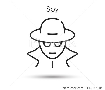 Secret spy agent icon. Financial fraud sign. Incognito, private or anonymous thief. Illustration for web. Line style spy or gangster icon. Editable stroke mystery fraud. Detective person. Vector Secret spy agent icon. Financial fraud sign. Incognito, private or anonymous thief. Illustration for web. Line style spy or gangster icon. Editable stroke mystery fraud. Detective person. Vector 114143104
