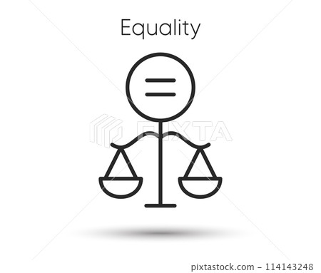 Ethics line icon. Equal balance scale sign. Gender equality symbol. Illustration for web and mobile app. Line style ethic icon. Editable stroke gender equal balance. Vector 114143248