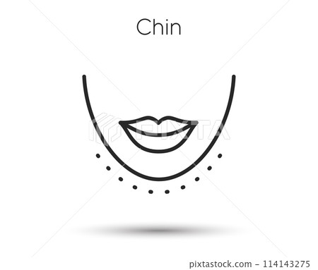 Chin lifting line icon. Fat lift procedure sign. Face cosmetic medicine symbol. Illustration for web and mobile app. Line style face beauty care icon. Editable stroke lift chin. Vector Chin lifting line icon. Fat lift procedure sign. Face cosmetic medicine symbol. Illustration for web and mobile app. Line style face beauty care icon. Editable stroke lift chin. Vector 114143275