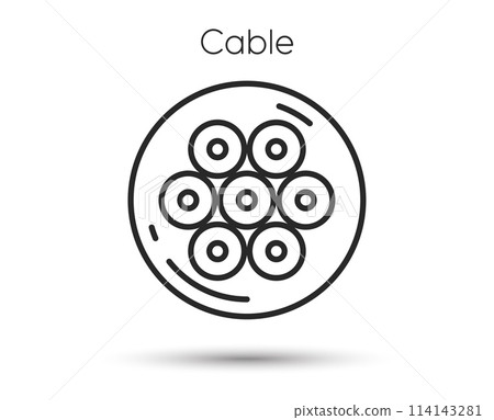 Fiber section icon. Optic cable sign. Internet network wire symbol. Illustration for web and mobile app. Line style optic fibre icon. Editable stroke internet cable section. Vector Fiber section icon. Optic cable sign. Internet network wire symbol. Illustration for web and mobile app. Line style optic fibre icon. Editable stroke internet cable section. Vector 114143281