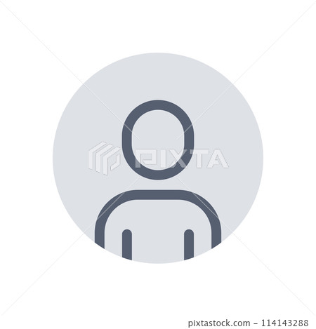 User profile icon. Avatar or person button. Profile picture, portrait symbol. Neutral gender silhouette. Circle button with avatar photo. Blank profile silhouette icon. Vector 114143288