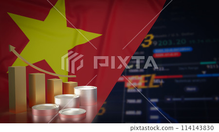 The Vietnam flag on chart background for Business concept 3d rendering. 114143830