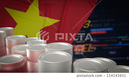 The Vietnam flag on chart background for Business concept 3d rendering. 114143831