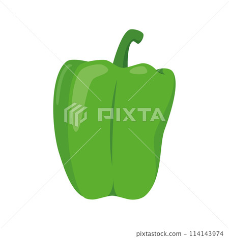 Vector illustration of a funny green pepper in cartoon style. 114143974