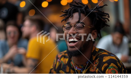 Portrait of a young african american man with dreadlocks. Portrait of a young african american man with dreadlocks. 114144359