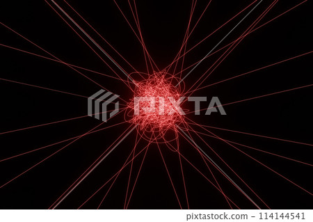 3D illustration of red intertwining light streaks 3D illustration of red intertwining light streaks 114144541