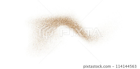Sand dust powder splash. Flow grit speckles and particles wave texture. Ground grain scatter element. Gritty explosion wind shape for overlay, poster, banner, brochure, leaflet. Vector backdrop 114144563
