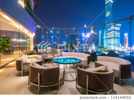 帶有夜景 AI 圖像的休息室背景圖像 114144850