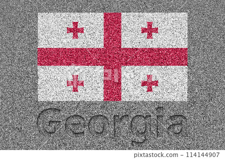 The Georgian flag painted on a stone slab with the word "Georgia" carved into it The Georgian flag painted on a stone slab with the word "Georgia" carved into it 114144907