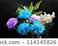 A gorgeous and beautiful bouquet of carnations that stands out against a black background 114145826