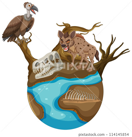 Wildlife on a Miniature Earth Illustration Wildlife on a Miniature Earth Illustration 114145854