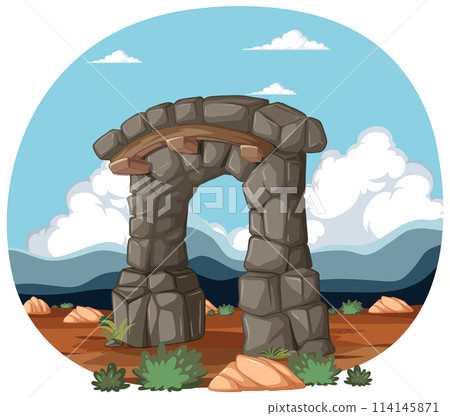 Ancient Stone Arch in Desert Landscape Ancient Stone Arch in Desert Landscape 114145871