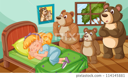 Goldilocks Asleep in the Bears' Home 114145881