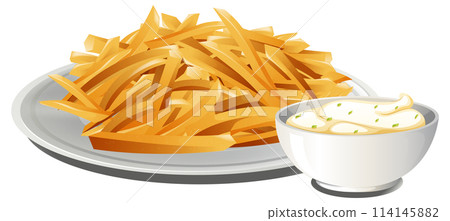 Crispy French Fries with Creamy Dip Crispy French Fries with Creamy Dip 114145882
