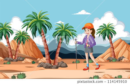 Young Hiker Exploring Desert Landscape 114145910