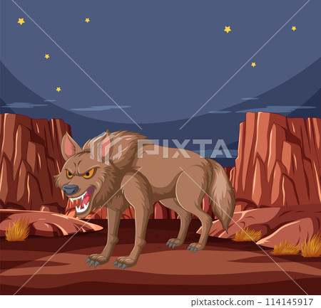 Fierce Wolf in a Desert Night Fierce Wolf in a Desert Night 114145917
