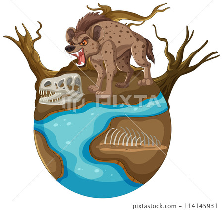 Hyena on a Tree Over River Cross-Section Hyena on a Tree Over River Cross-Section 114145931