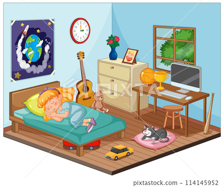 Cozy Child's Bedroom Illustration 114145952