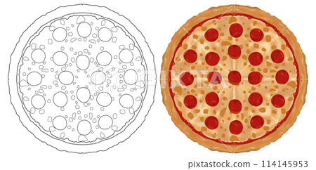 Delicious Pepperoni Pizza Vector Illustration 114145953