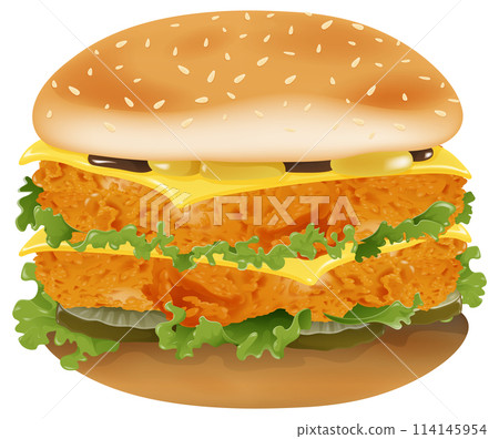Delicious Chicken Burger Vector Illustration 114145954