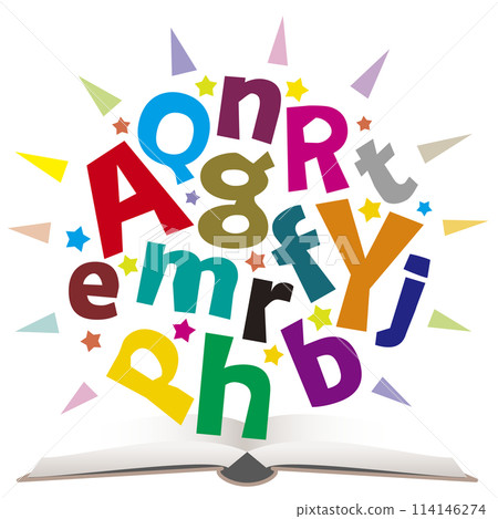 Colorful and lively alphabet and open book 114146274