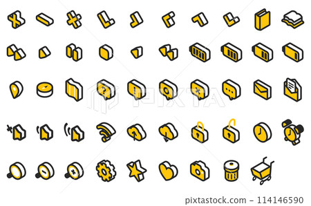 Isometric Icon Set (Yellow) R Isometric Icon Set (Yellow) R 114146590