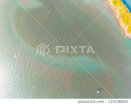 Top view Beautiful beach sea in summer season in Thailand 114146664