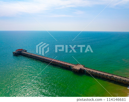 Aerial view Beautiful sea in summer season in Thailand Aerial view Beautiful sea in summer season in Thailand 114146681
