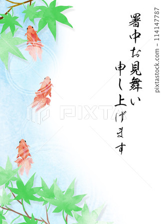 A refreshing greeting card with goldfish (vertical orientation) 114147787