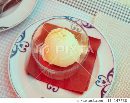 vanilla flavored ice cream 114147788