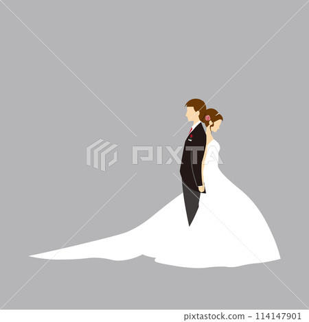 新娘和新郎背靠背背景的插圖 新娘和新郎背靠背背景的插圖 114147901