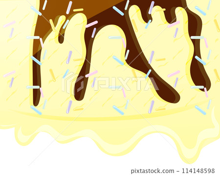 Background of vanilla ice cream topped with toppings 114148598