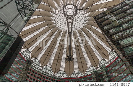 Glass ceiling of The Sony center is a building complex located at the Potsdamer Platz square. Glass ceiling of The Sony center is a building complex located at the Potsdamer Platz square. 114148937