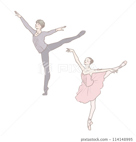 Male and female dancers performing variations Male and female dancers performing variations 114148995