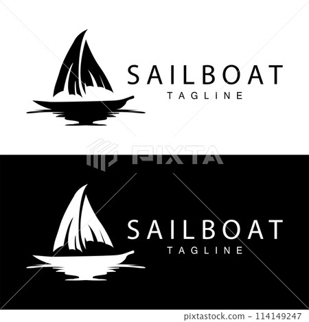 Simple fishing boat sailboat logo simple design black silhouette ship marine illustration template Simple fishing boat sailboat logo simple design black silhouette ship marine illustration template 114149247