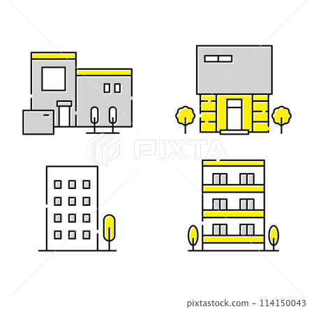 Building, apartment, house icon set 114150043